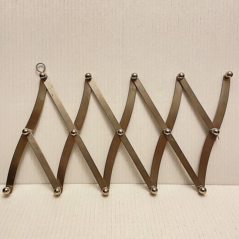 Accordion Style Stainless Steel Door, Kitchen, Wall, Hanging Multi Hook Rack.
